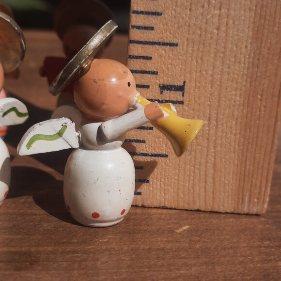 Miniature Angel Choir Painted Wood Musical Band with Instruments VTG Holiday 1.5 - Picture 8 of 15